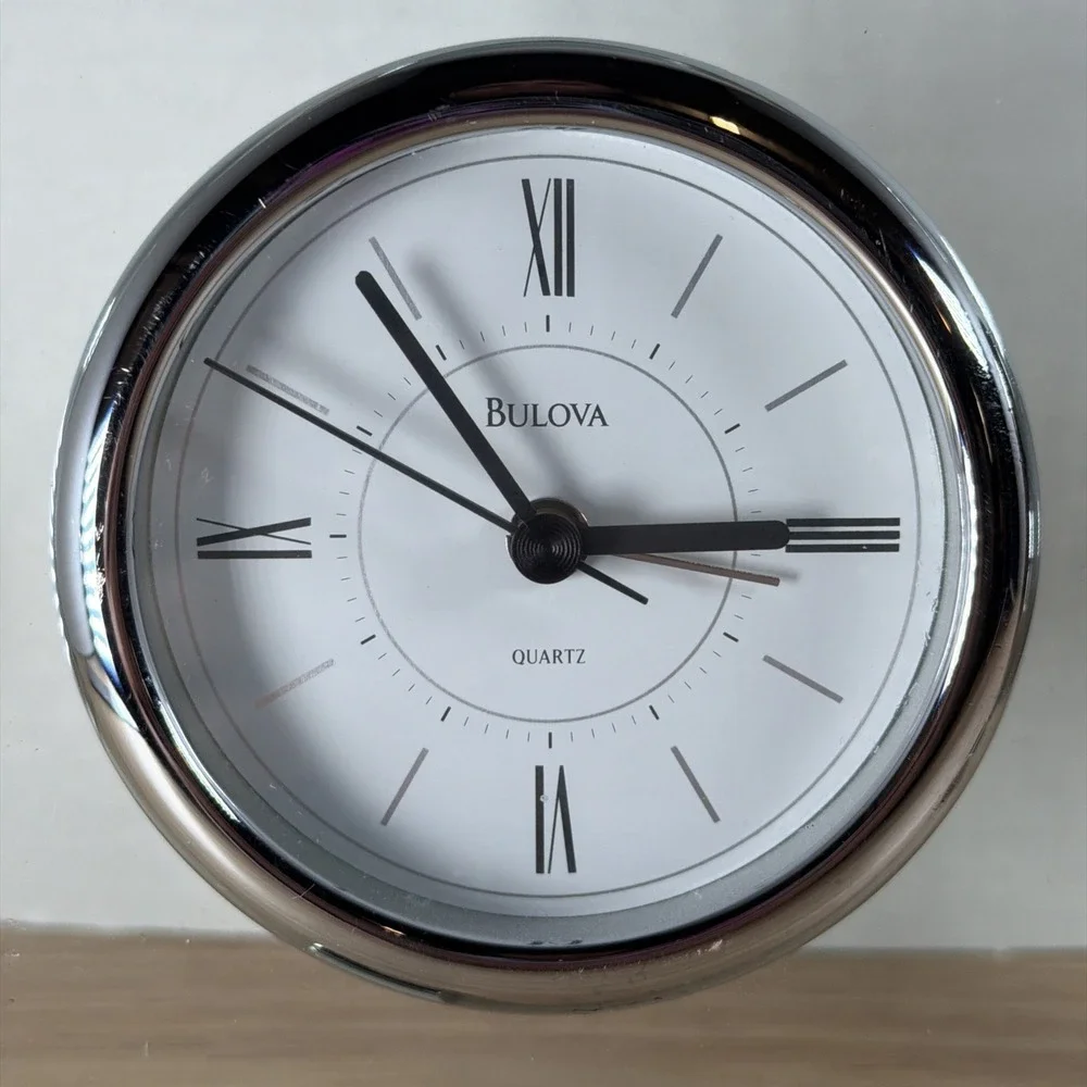 Bulova Mineral Glass Table Clock B2880 Camberley-Continuous Sweep Second Hand